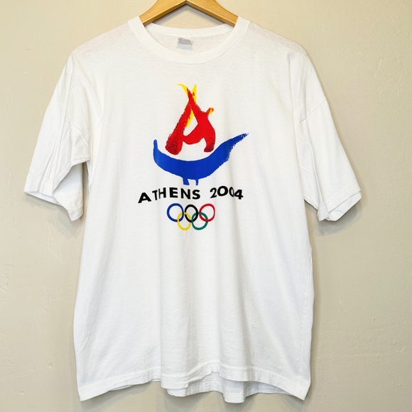 Athens 04 Olympics VTG Cotton Crewneck Short Sleeve Comfy Paper Thin Y2K T-Shirt